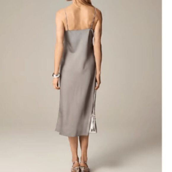 NWT J CREW Gwyneth slip dress in luster charmeuse in grey - Picture 4 of 6